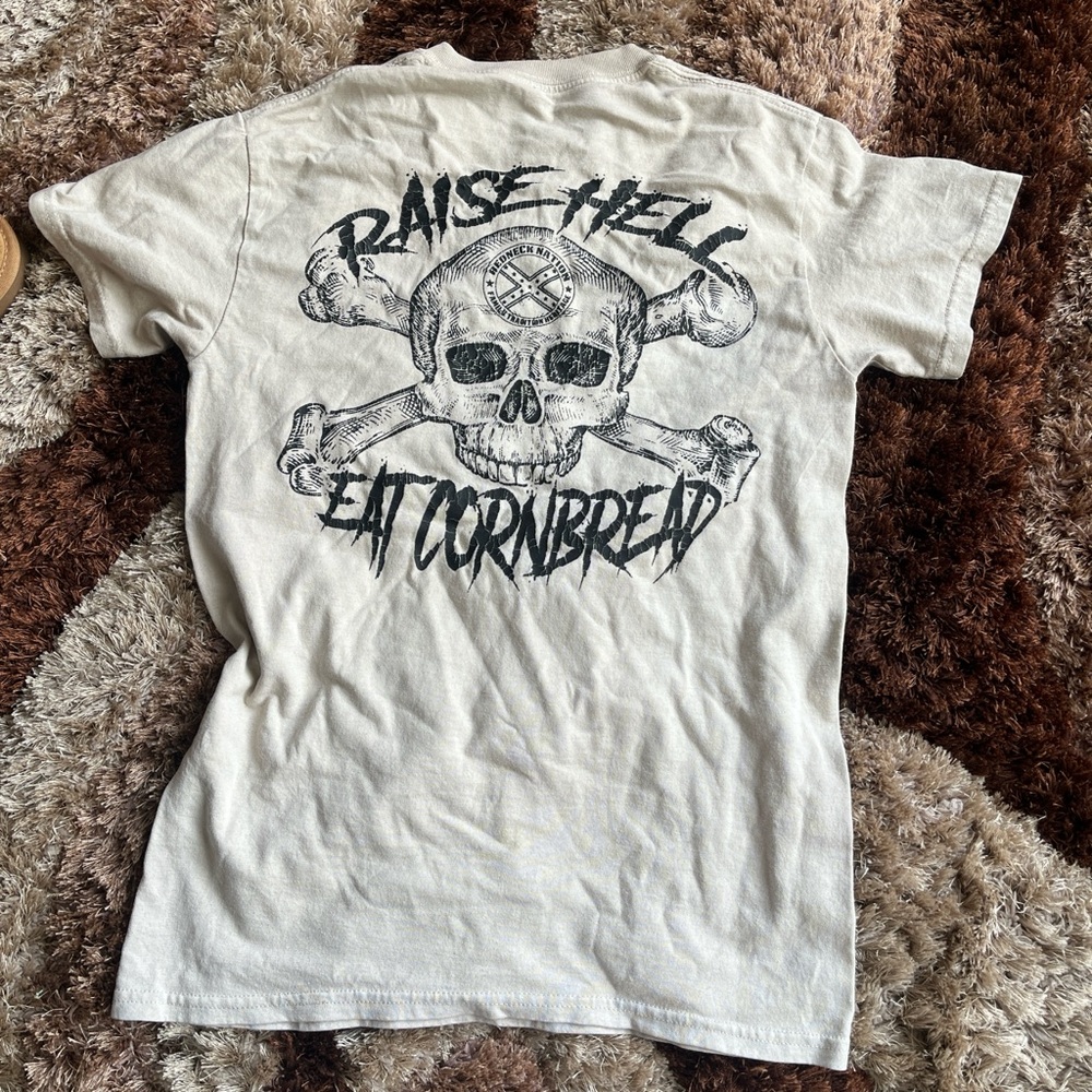 “raise hell eat cornbread” t shirt